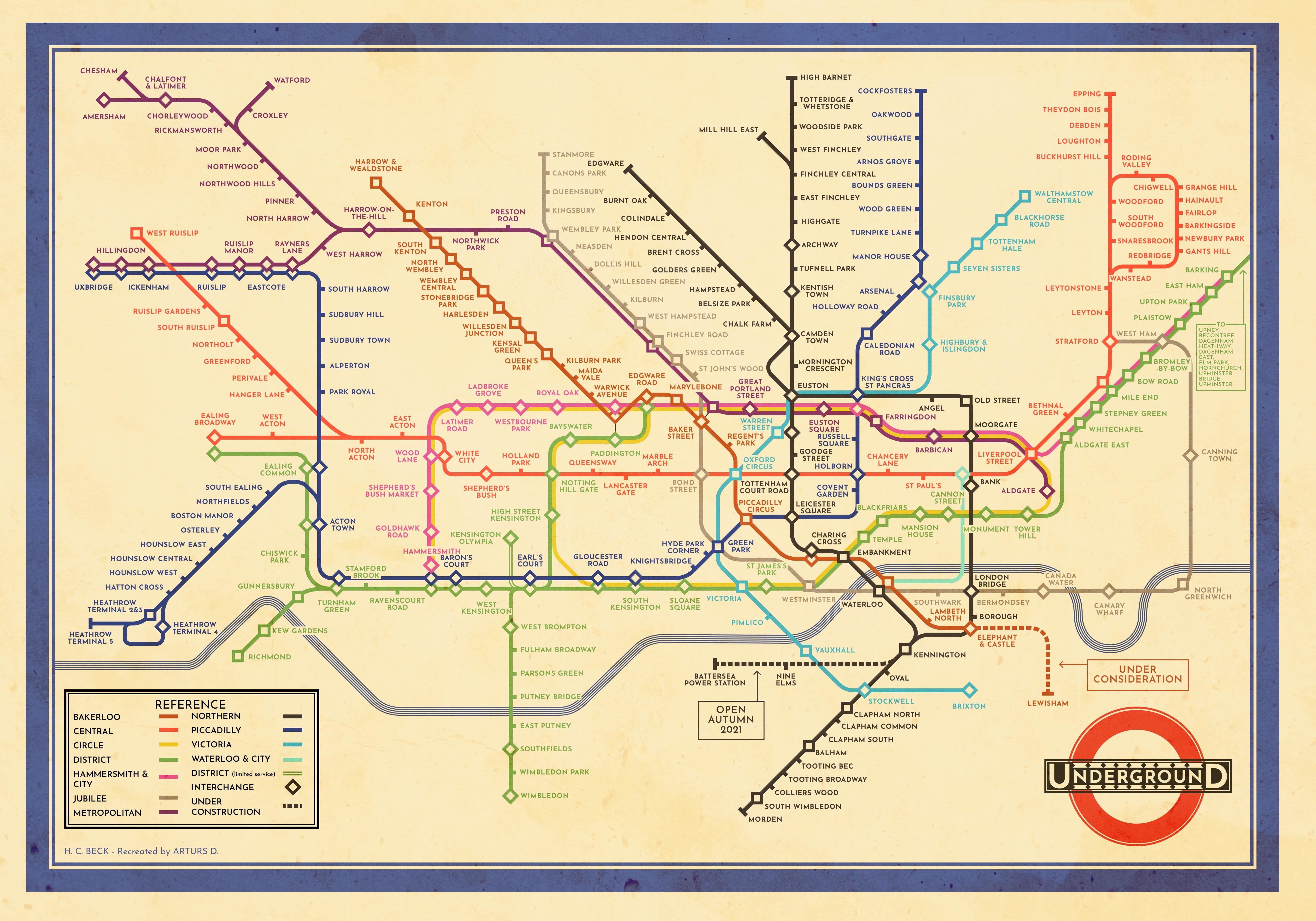 London underground plan by Harry Beck (1933)