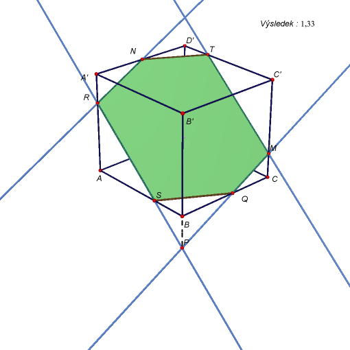Řez kvádru rovinou - řešení v Cabri 3D